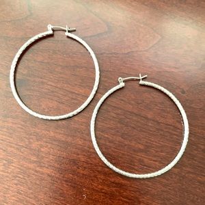 Textured Silver Hoop Earrings